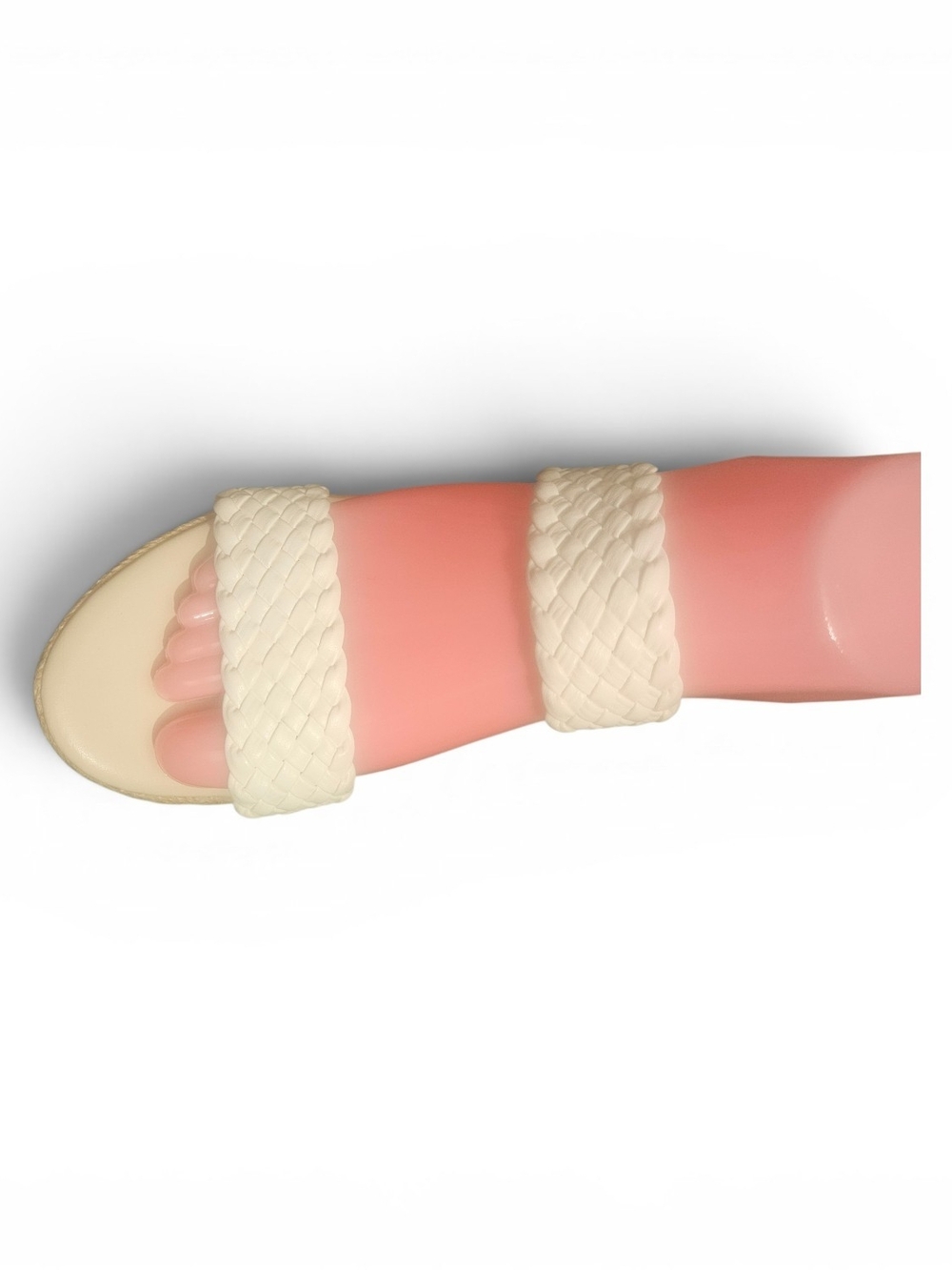 White Woven Braided Strap Espadrille Platform Wedge Sandals - Picture 3 of 8